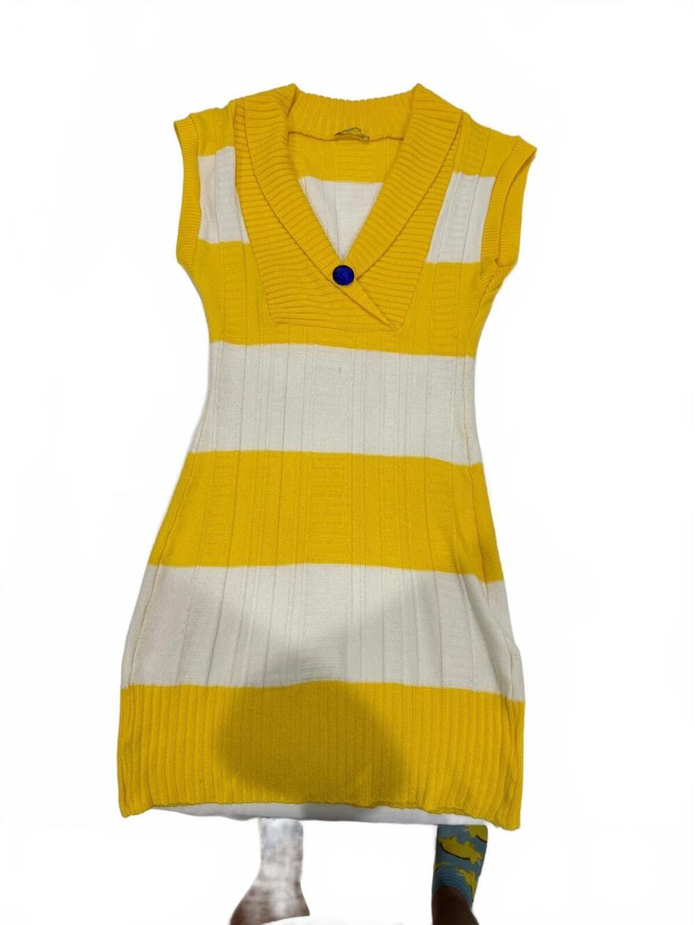 Lilly of the Vally Y2K Striped Ribbed Knit Mini Dress Sweater Vest Size Medium - Picture 3 of 9